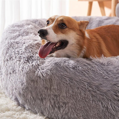 40 - 110cm Round Pet Bed for Large Dog Bed Super Soft Cat Bed Long Plush Dog House for Medium Dog House Winter Warm Sleeping - Meowy