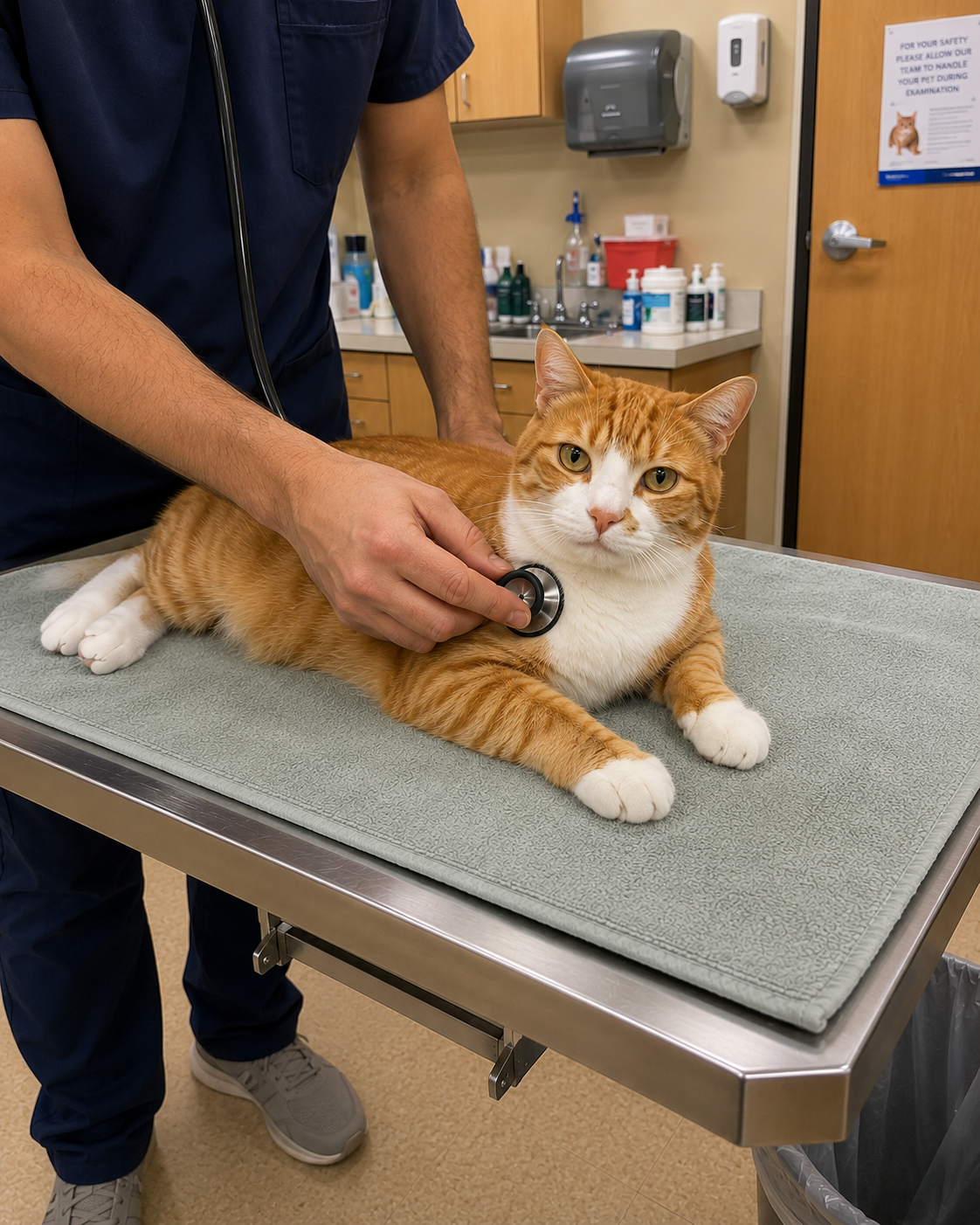 Worried owner with cat at home