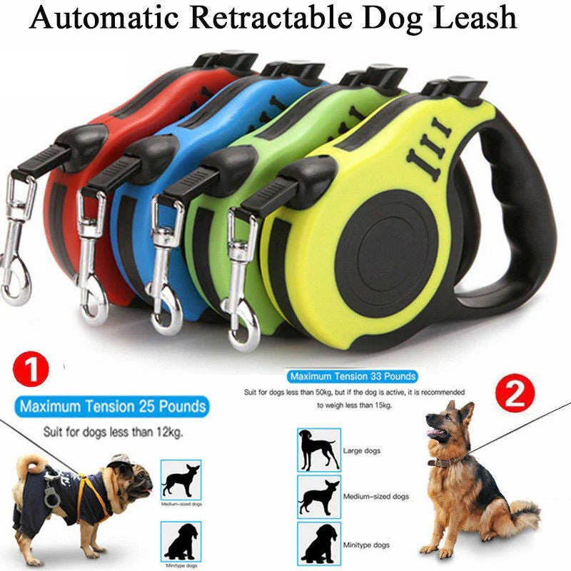 Automatic Retractable Dog Leash - Dual Size Options with Brake & Lock Safety System - Meowy