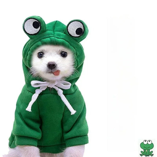 Dog Clothes Frog Transformation Hoodie Frog Shape Dog Cat Coats Winter Warm Cosplay Costume Pet Clothes Hooded Sweatshirt - Meowy