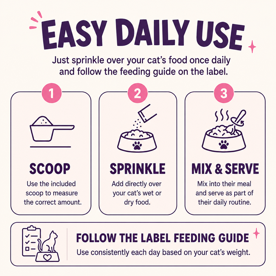 Easy daily use — scoop, sprinkle, mix and serve