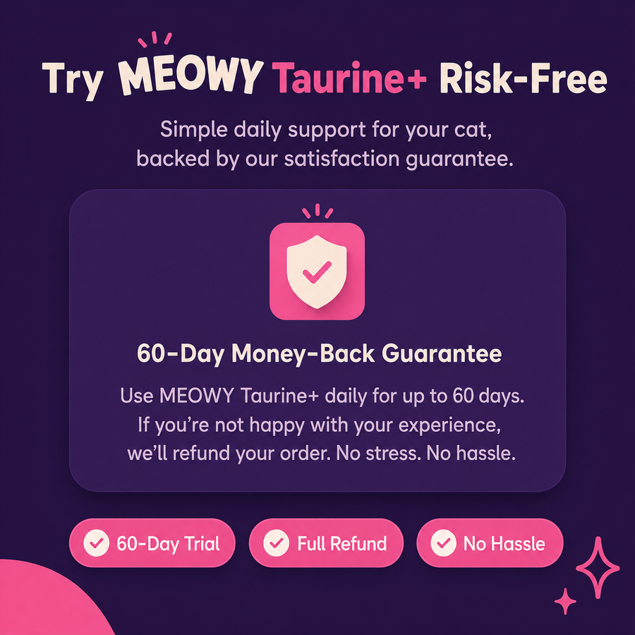 Try Meowy Taurine+ risk-free — 60-day money-back guarantee