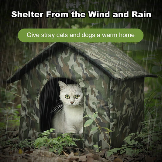 Outdoor Indoor Cat House Stray Cat Dog House Wind and Rain Shield Waterproof Easy Installation Long - lasting Warmth Nest - Meowy