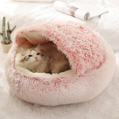 Plush Round Pet Bed - Meowy