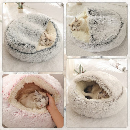 Plush Round Pet Bed - Meowy