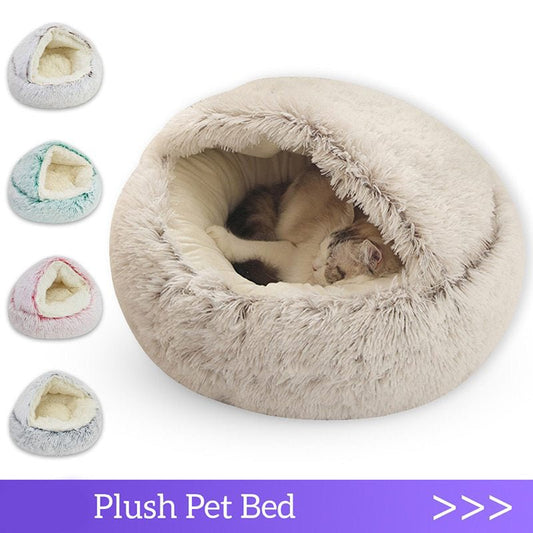 Plush Round Pet Bed - Meowy