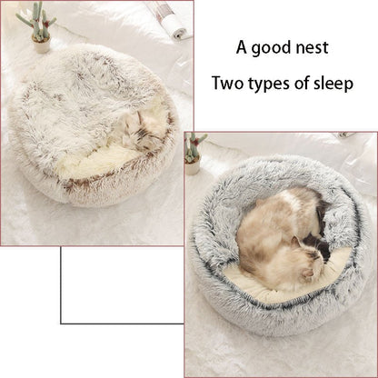 Plush Round Pet Bed - Meowy