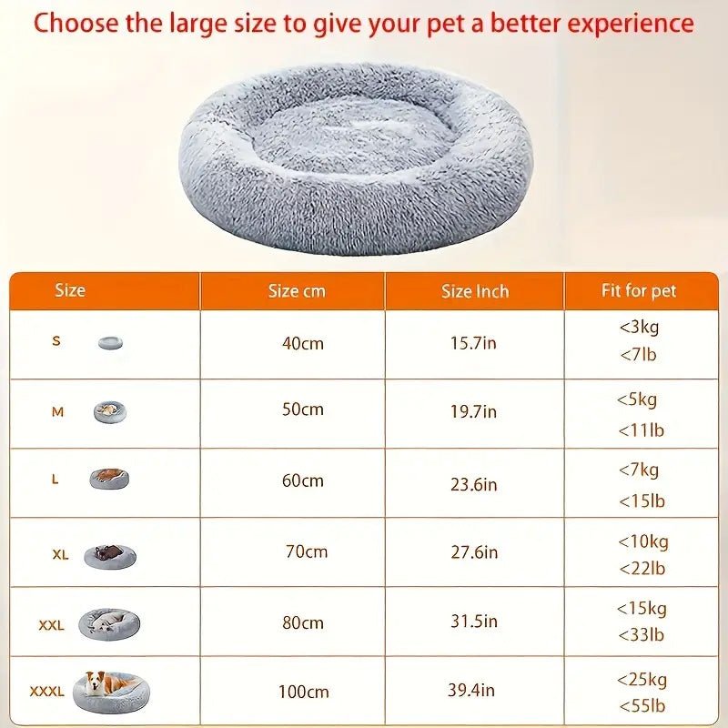 Round Dog Bed for Large Dog Bed Super Soft Cat Bed Long Plush Pet Dog House for Medium Dog House Winter Warm Sleeping - Meowy