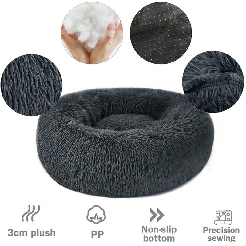 Round Dog Bed for Large Dog Bed Super Soft Cat Bed Long Plush Pet Dog House for Medium Dog House Winter Warm Sleeping - Meowy