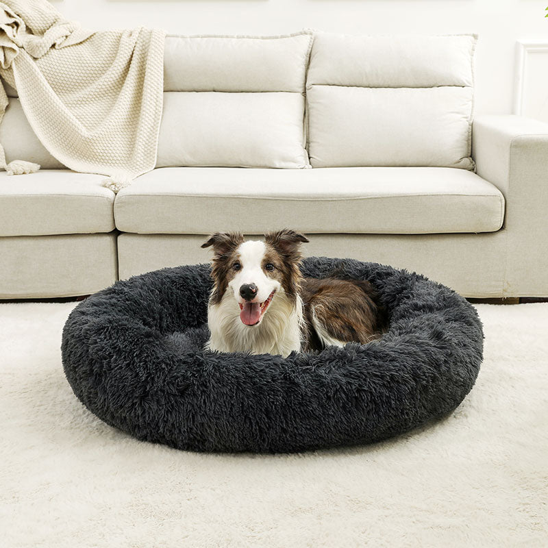 Round Dog Bed for Large Dog Bed Super Soft Cat Bed Long Plush Pet Dog House for Medium Dog House Winter Warm Sleeping - Meowy