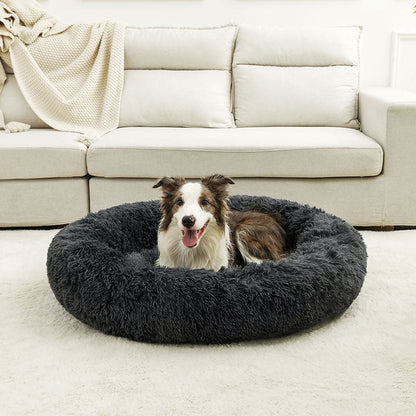 Round Dog Bed for Large Dog Bed Super Soft Cat Bed Long Plush Pet Dog House for Medium Dog House Winter Warm Sleeping - Meowy