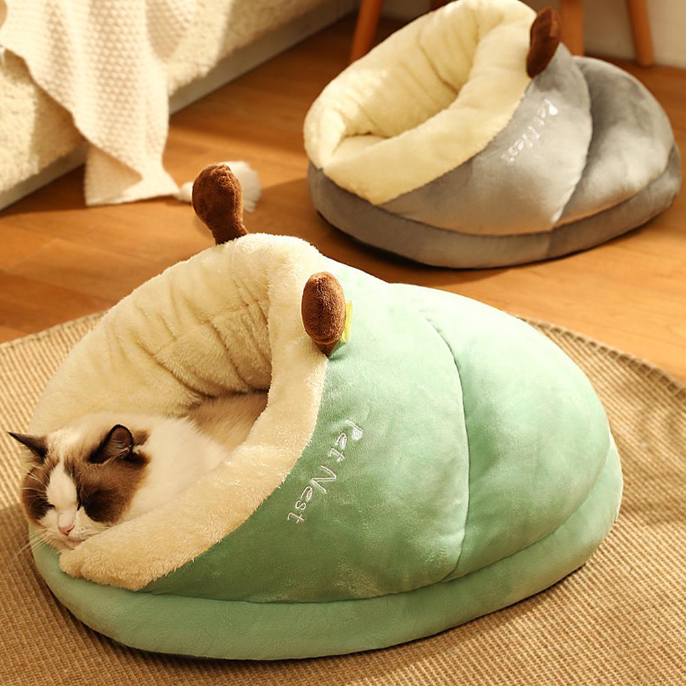 Warm Small Dog Kennel Bed Breathable Dog House Cute Slippers Shaped Dog Bed Cat Sleep Bag Foldable Washable Pet House - Meowy