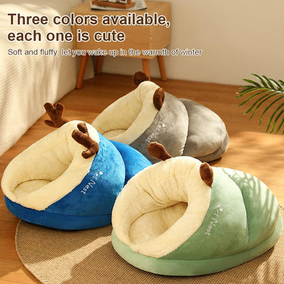 Warm Small Dog Kennel Bed Breathable Dog House Cute Slippers Shaped Dog Bed Cat Sleep Bag Foldable Washable Pet House - Meowy